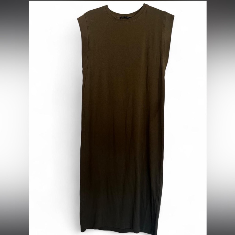 Zara Brown Sleeveless Midi Dress